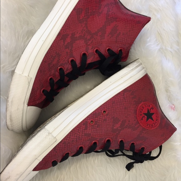 red snakeskin converse